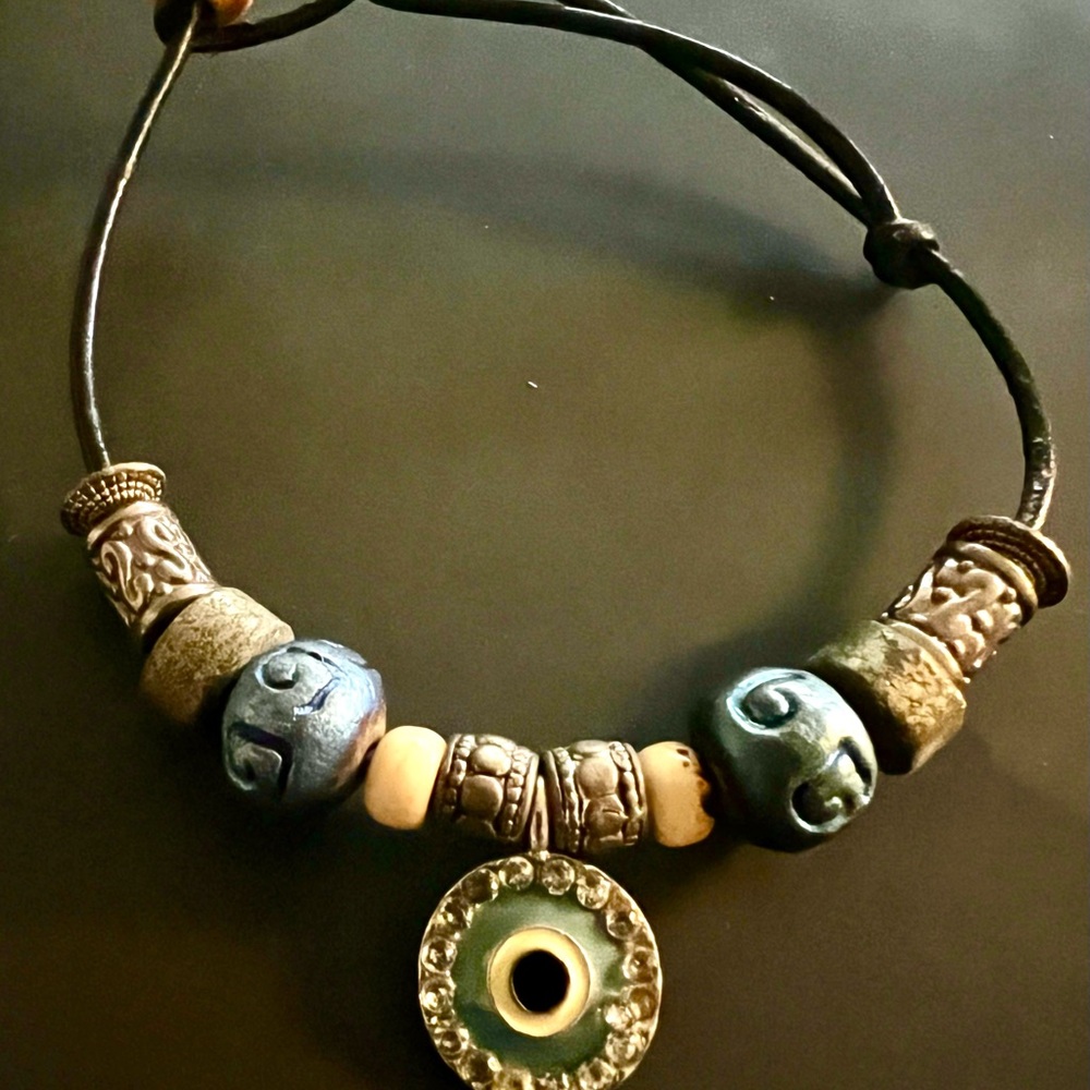 Evil Eye 🧿 Adjustable Blue and Silver Beaded Bracelet